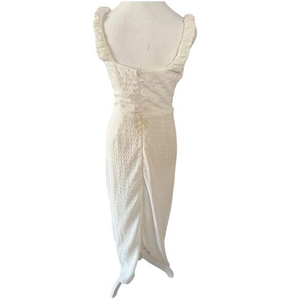 NWT Indikah Crinkle White Bodycon Dress Cut Out Top Maxi Medium - Picture 5 of 12